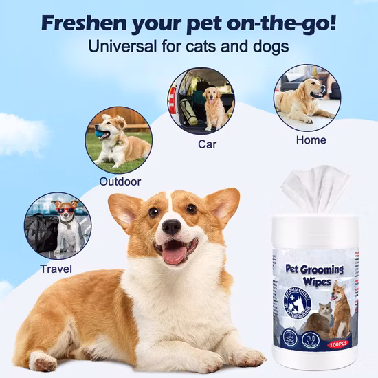 개와 고양이를 위한 애완동물 세척, 컨디셔닝 및 탈취 물티슈